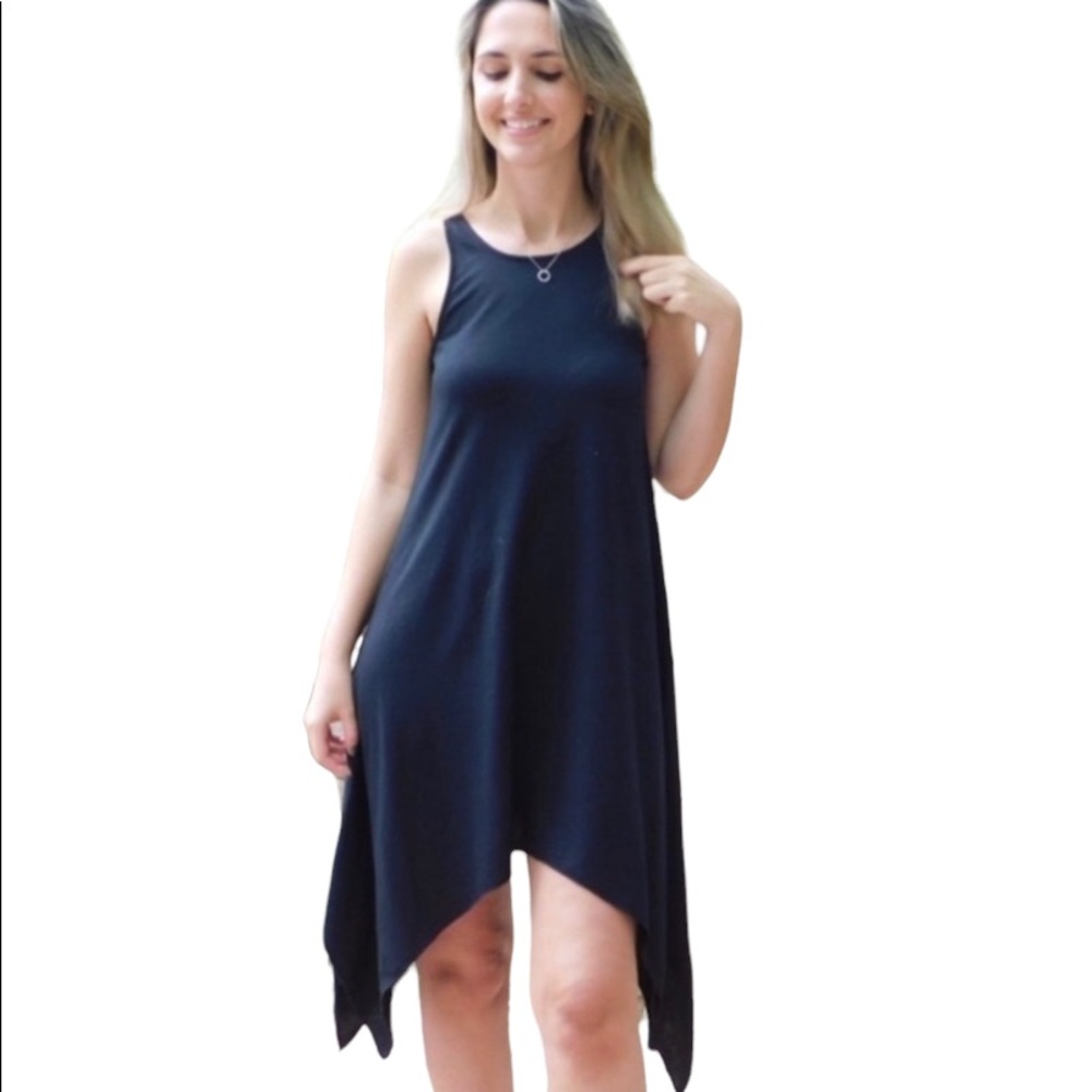 NEW Misty Pearl FRENCH TERRY MEDIUM BLACK SLEEVELESS HANDKERCHIEF By Misty Pearl - Picture 4 of 5